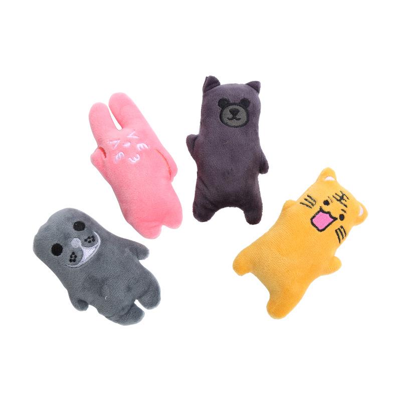 Pet Supplies Cute Animal Shaped Catnip Plush Toy Durable Chewable Teething Interactive Play Cat Toy