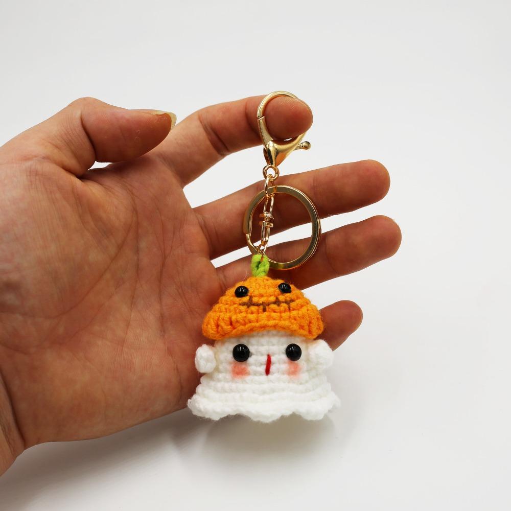 Creative Little Ghost Key Pendant Handmade Cartoon Knitted Ghost Ornament  Room Decor
