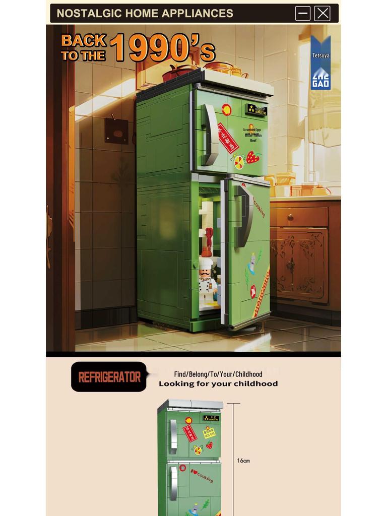 Retro TV & Fridge Building Block Set: Nostalgic Home Appliance Educational Toy Ornaments