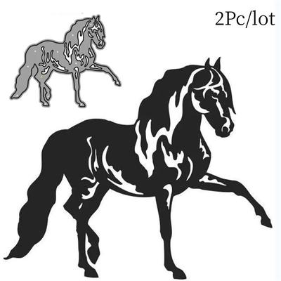 2Pc/lot DIY Horse Scrapbooking Metal Cutting Dies Embossed Carbon Steel Cutting Die Cutting Paper Die Etching Stencil