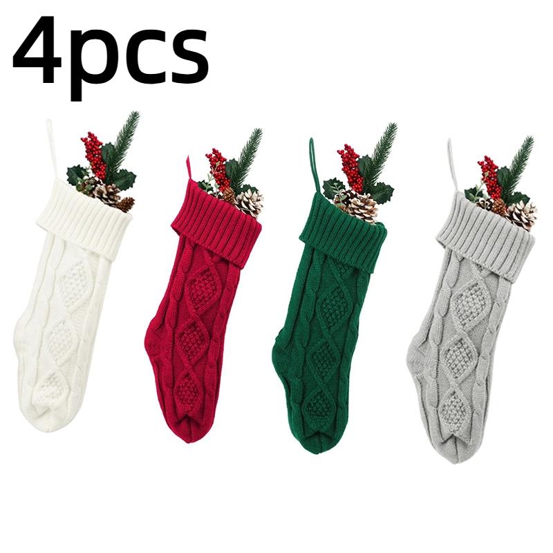 

4pcs/set Knitting Christmas Socks Christmas Tree Pendant For Home Xmas Ornament Fruit candy Gifts Navidad Natal 2026 Party Decor