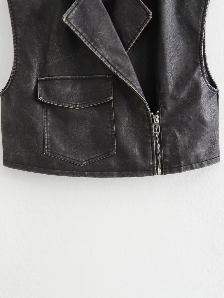 Europäische & Amerikanische Damen Distressed PU Lederweste - Vielseitiges Modestück