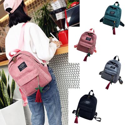Woman Corduroy Backpacks Campus Color Leisure Backpacks