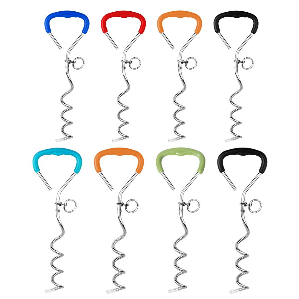 Heavy Duty Dog Tie Out Stake with Soft Grip Handle Metal Spiral Dog Yard Ground Stake Dogs Anchors Leash Fixed Stake for Pet Dog