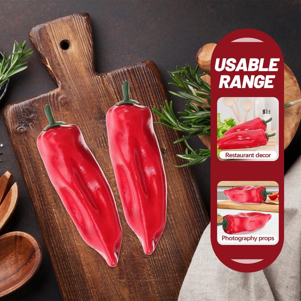 3Pcs Realistic Foam Fake Peppers for Home Decor Bakery Restaurant Photography Props Artificial Chili Ornament Showcase Display