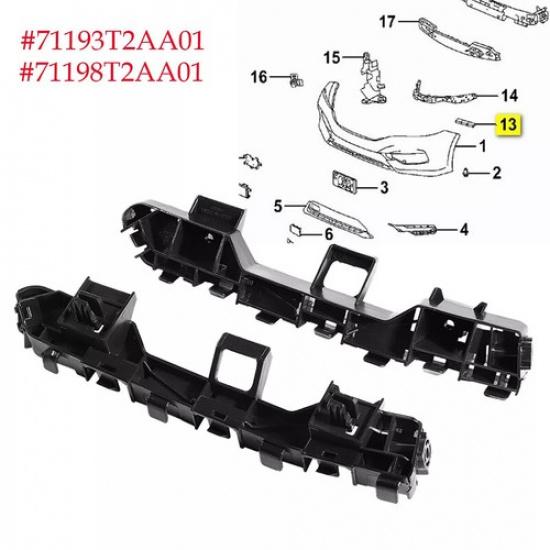 2X Front Driver & Passenger Bumper Bracket Set For 2013-2017 Honda Accord Sedan