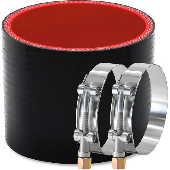 Straight ID 4" Silicone Hose Coupler, Reinforced 4-Layer Wall 5MM With 2PCS T-Bolt Clamps For Cold Air Intake, Turbo, Intercooler