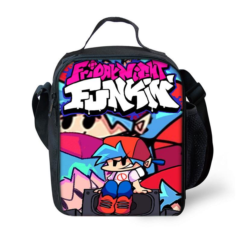 Funkin Night Friday Fnf Lunch Bags Thermal School Handbag For Kids Single Strap