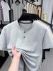 Men's Summer Short Sleeve Henley Collar Polo Shirt - Loose Fit, Solid Color, Casual Versatile T-shirt