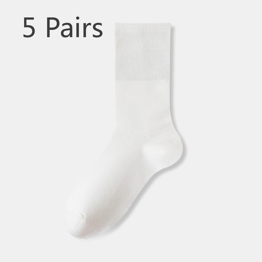5 Pairs of Women's Spring and Autumn Boneless Antibacterial Mid Calf Elastic Socks