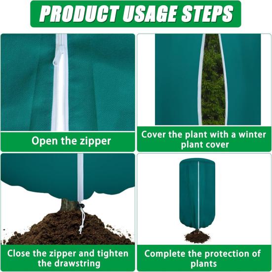 Plant Freeze Protection Cover Frost Cloth Blankets with Zipper Drawstring Large Reusable Plant Protector Tree Covers for Outdoor Plants Shrub Potted