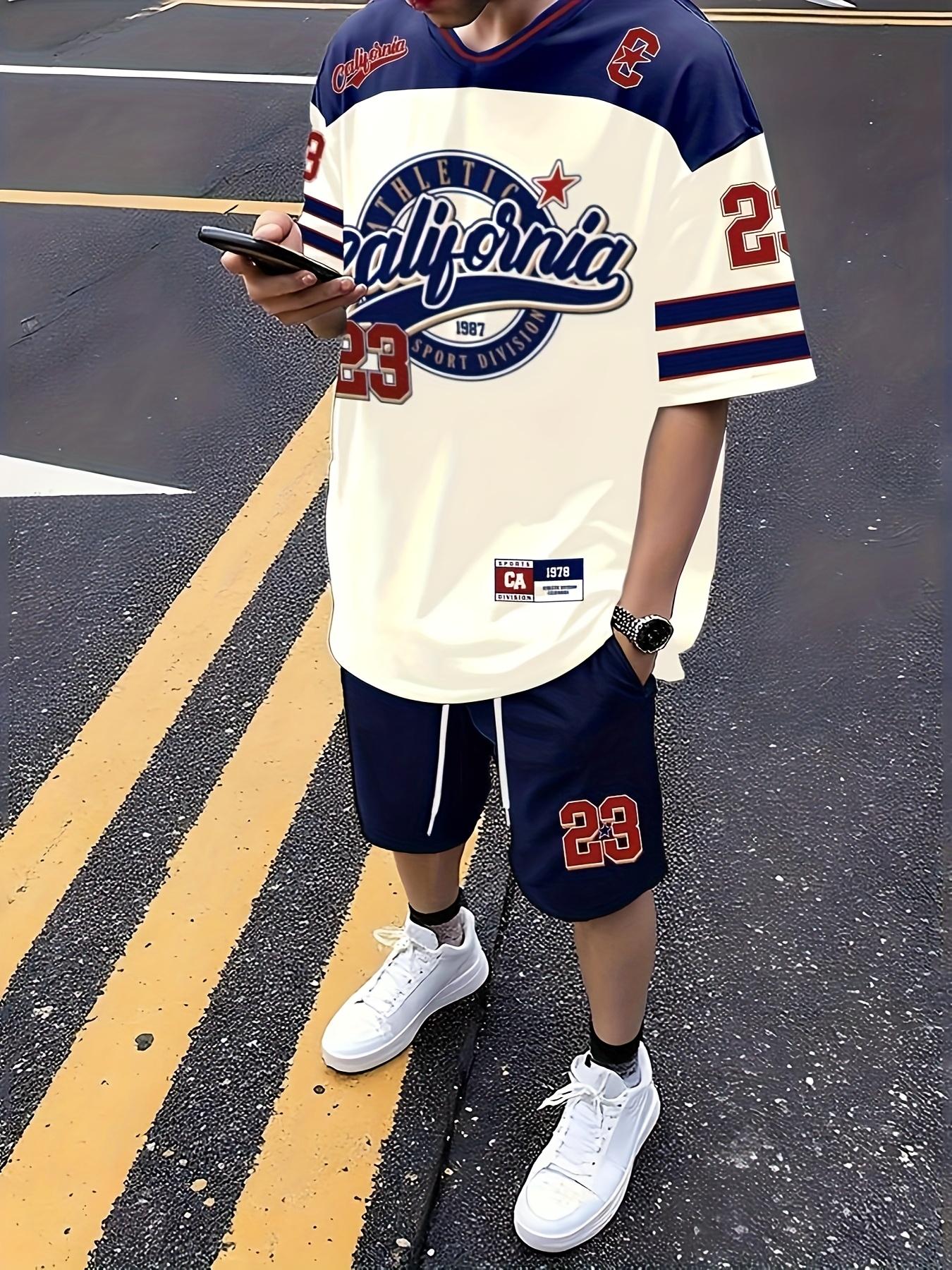 Летний Новый мужской комплект Особенности Уличный Повседневный Хип-хоп Мода Комфорт 3D-печать Короткий рукав Шорты Двухпредметный S