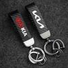 XQNW2 Car Carbon Fiber Keychain Luxury Keyring Buckle Accessories For KIA Carnival Niro EV9 K8 Forte Cerato Sportage Ray EV Telluride