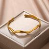 Stainless Steel Wave Open Bangle Bracelets for Women  Gold Color Irregular Cuff Bangles Trendy Aesthetic Jewelry Gift