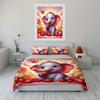 Baby Elephant Strawberry Decor Set Bedding Set with 1 Duvet Cover 2 Pillowcases Single Double King Queen, Gift