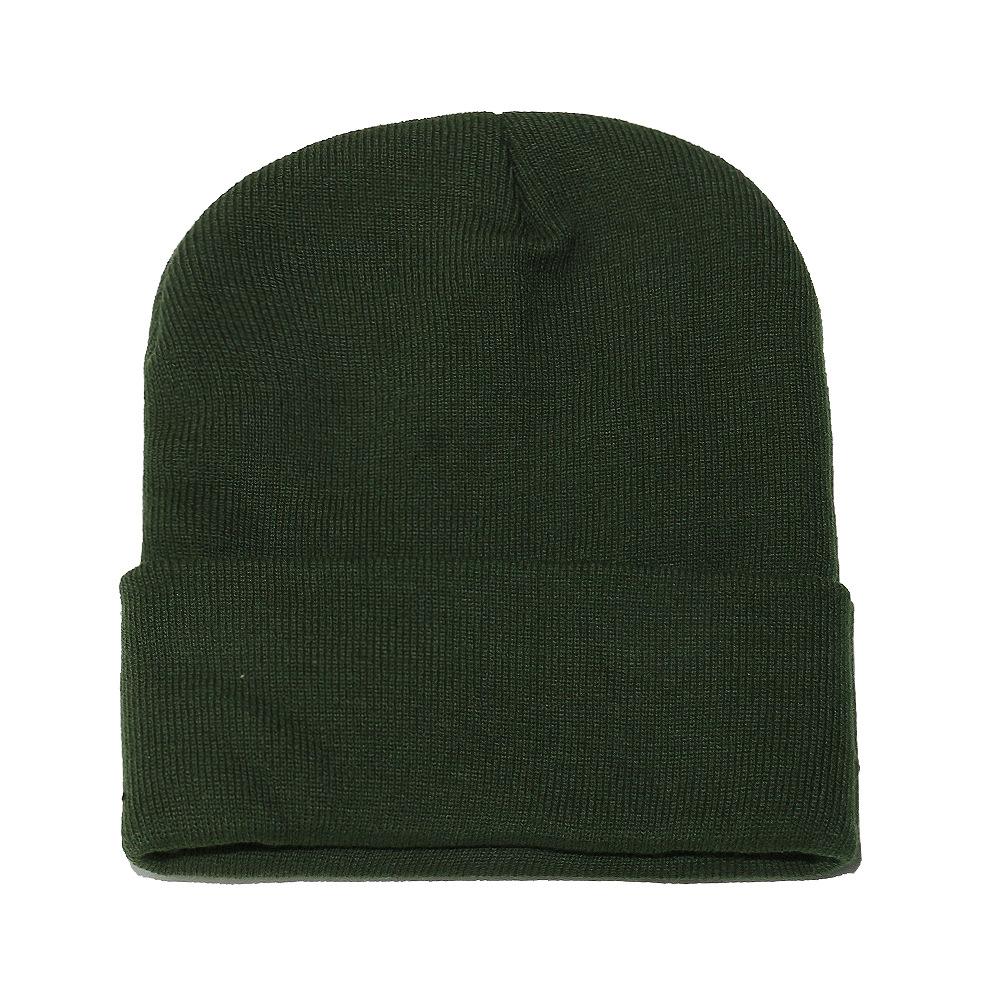 High Quality Solid Color Acrylic Wool Hat Outdoor Warm Cold Hat Monochrome Knitted Hat Pullover Hat for Men and Women