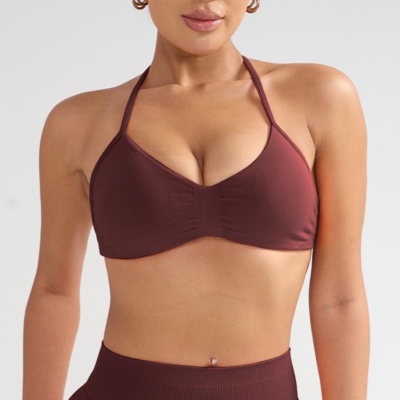Dfyne Stoßfester Neckholder-Sport-BH mit Brustpolster - High-Intensity-Yoga-Camisole für Damen
