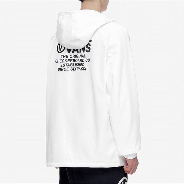 Vans Letter Logo Solid Color Thin Cotton Hoodie Jacket Men jackets White VN0A3W2EYKW