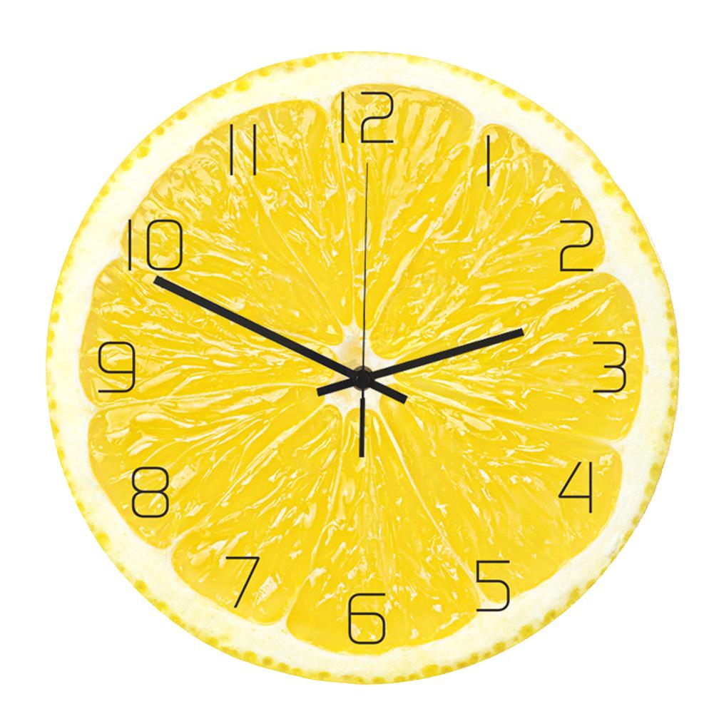 Unikalny modny wzór owoców cytryny Akrylowe Home Office Wiszące dekoracje ścienne z zegarem