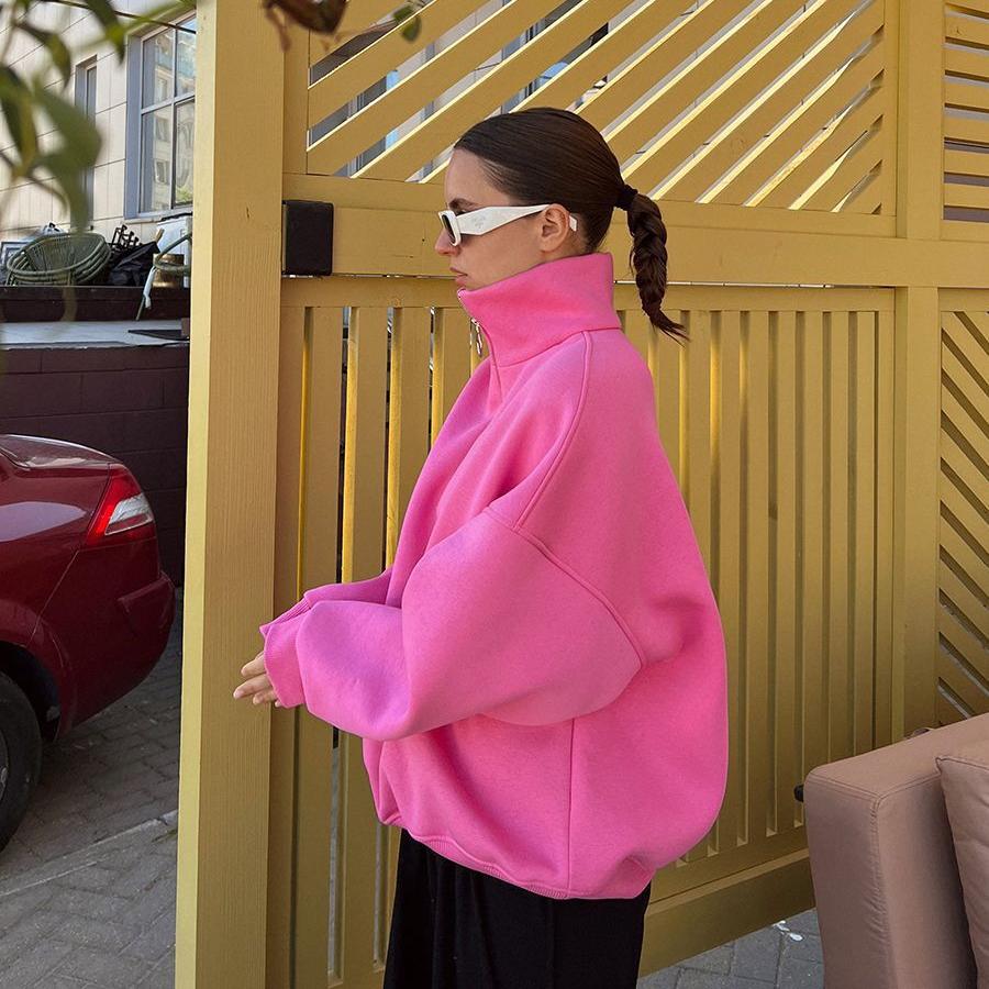 GMXIA Límec Mikina Podzim a Zima Dámský Unisex Styl Móda Streetový Trend Volná Klopa Zip Mikina