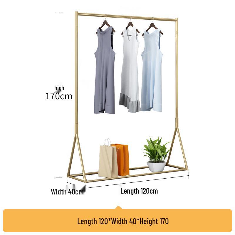 Gold Floor-Standing Hanging Rack for Women's Clothing Store Display