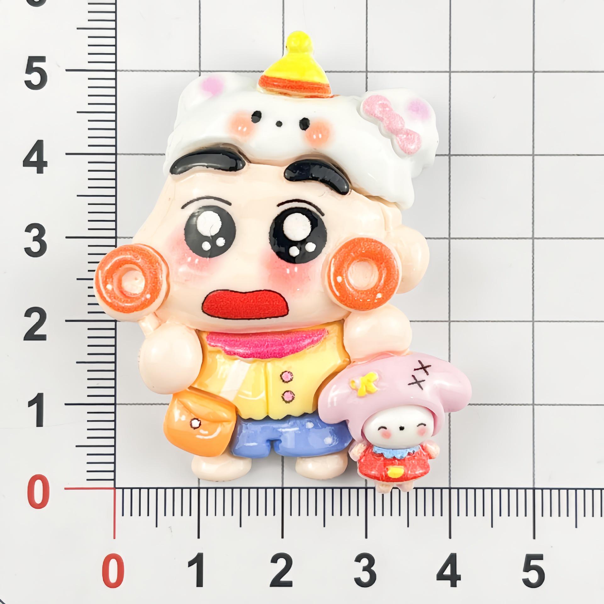 Glossy Sanrio Shin-chan Resin Accessories: DIY Hair Clip, Shoes, Magnet, Keychain.