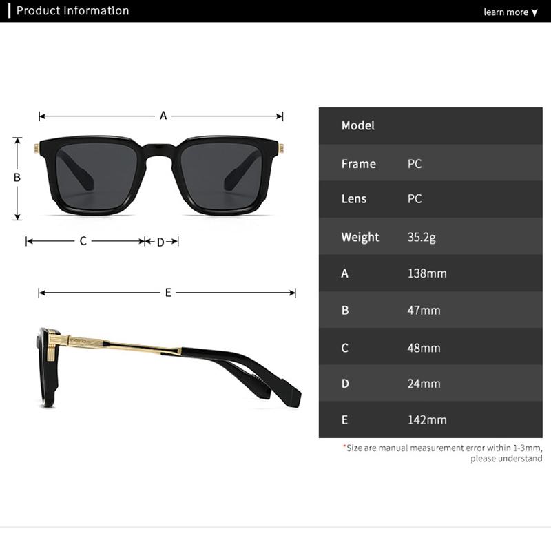 Classic Vintage Square Sunglasses Women Men Punk Steampunk Driving Shades UV Protection Luxury Brand Designer
