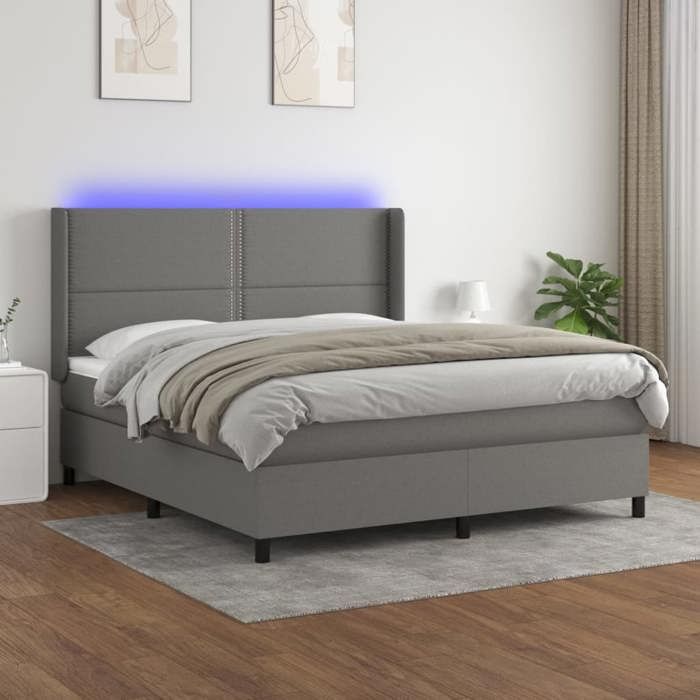 VidaXL Sommier à Lattes de Lit avec Matelas LED, Lit Rembourré, Lit Double, Lit Adulte de Chambre à Coucher Intérieur, 3138254