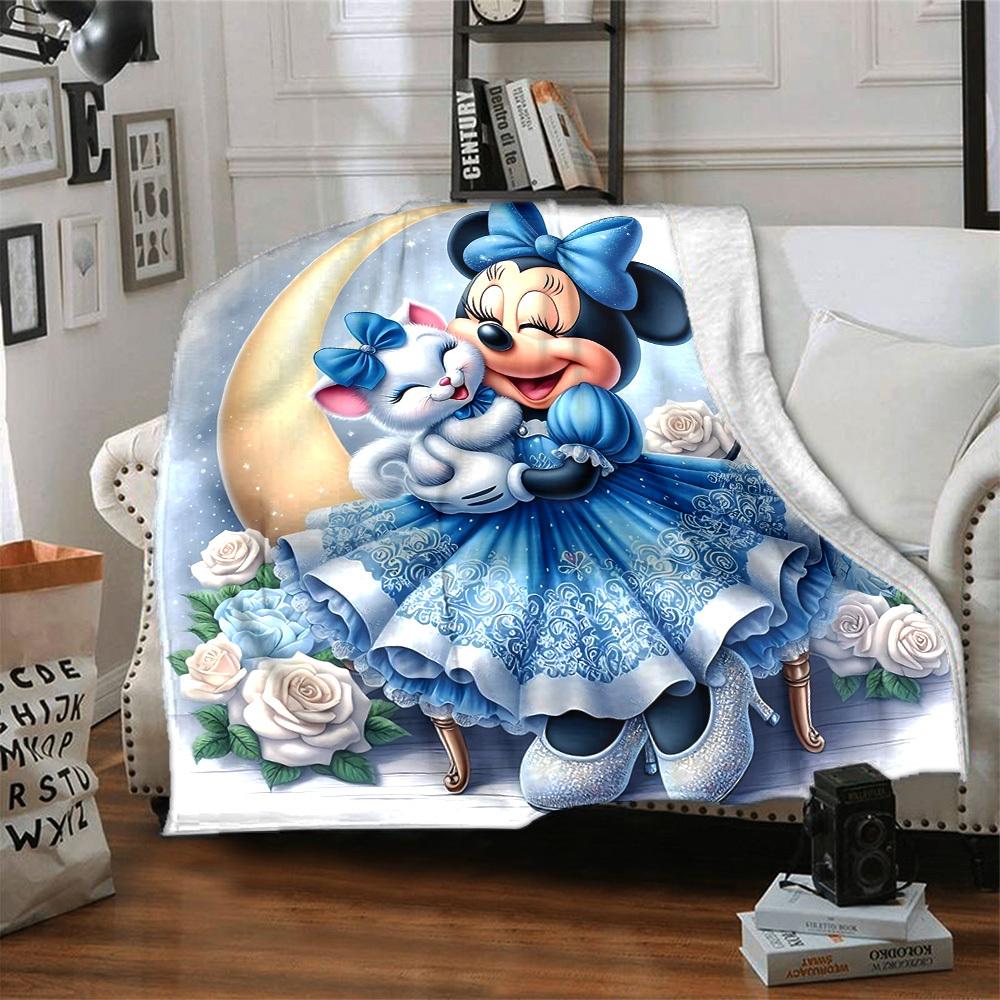 1pc Happy Minnie Blanket Lightweight Flannel Throw for Sofa Bed Travel Camping Livingroom Office Couch Chair