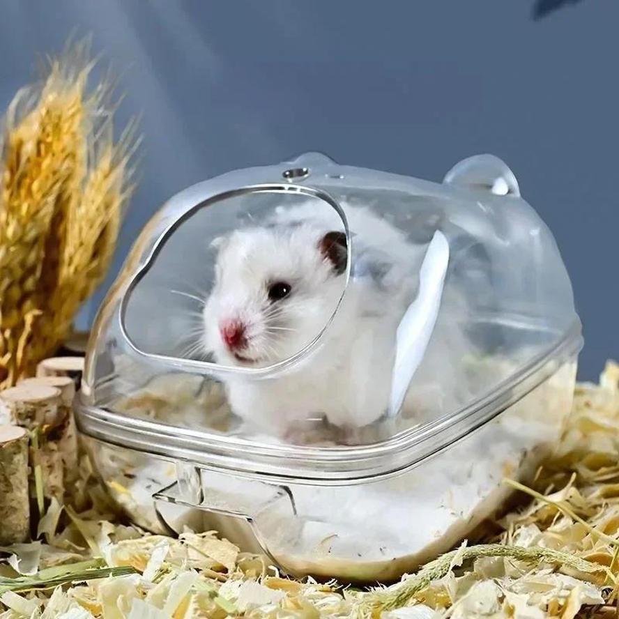 1Pcs Hamster Toilet Cage Box Bathroom Transparent Hamster Sand Bath Mouse Room Guinea Pig Cage Hamster Accessories Small Animals