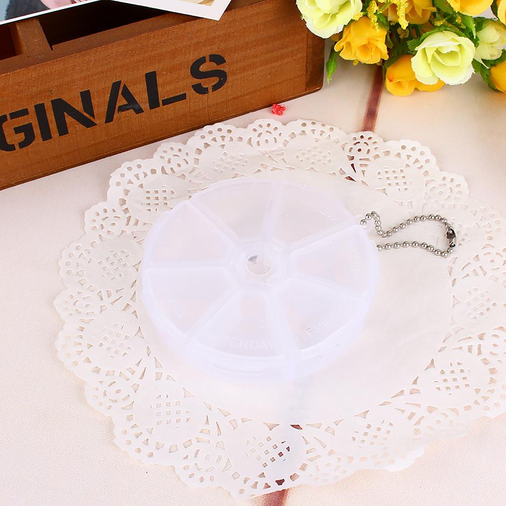 Mini 7 Days Weekly Pill Box Dispenser Organizer Container Round Tablet Pill Holder