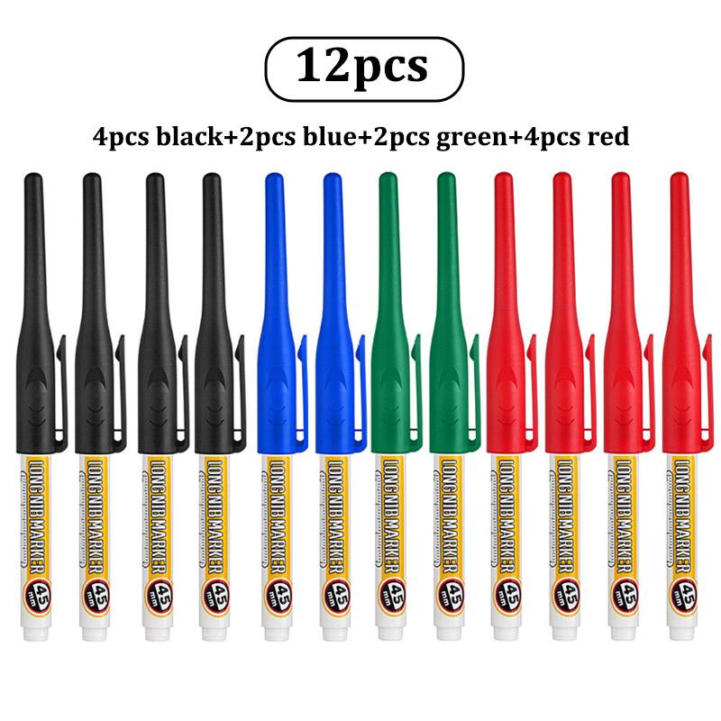 45mm Long Nib Marker,Carpenter's Deep Hole Marking Pen,2mm Tip,A Duration of 72 Hours,Waterproof Non-Erasable,Long Headed Pen