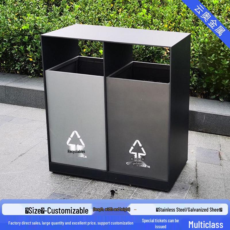 Large Stainless Steel Outdoor Trash Can for Parks and Municipal Areas
