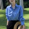 Spring Autumn New Fashion Turn-down Collar Long Sleeve Solid Color Blouses Women's Button French Style All-match Shirts