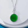 925 Sterling Silver Women's Pendant Necklace with Natural Green Chalcedony and Round Diamond-Set - Elegant Light Luxury Style