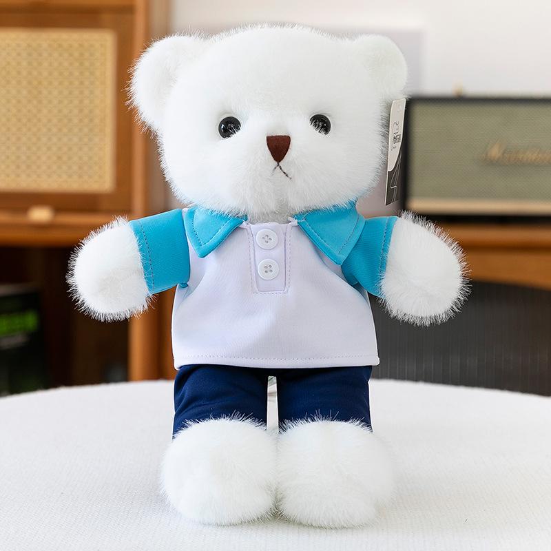 Cute Bear Plush Toy In School Uniform - Custom Logo Graduation Gift for Classmates