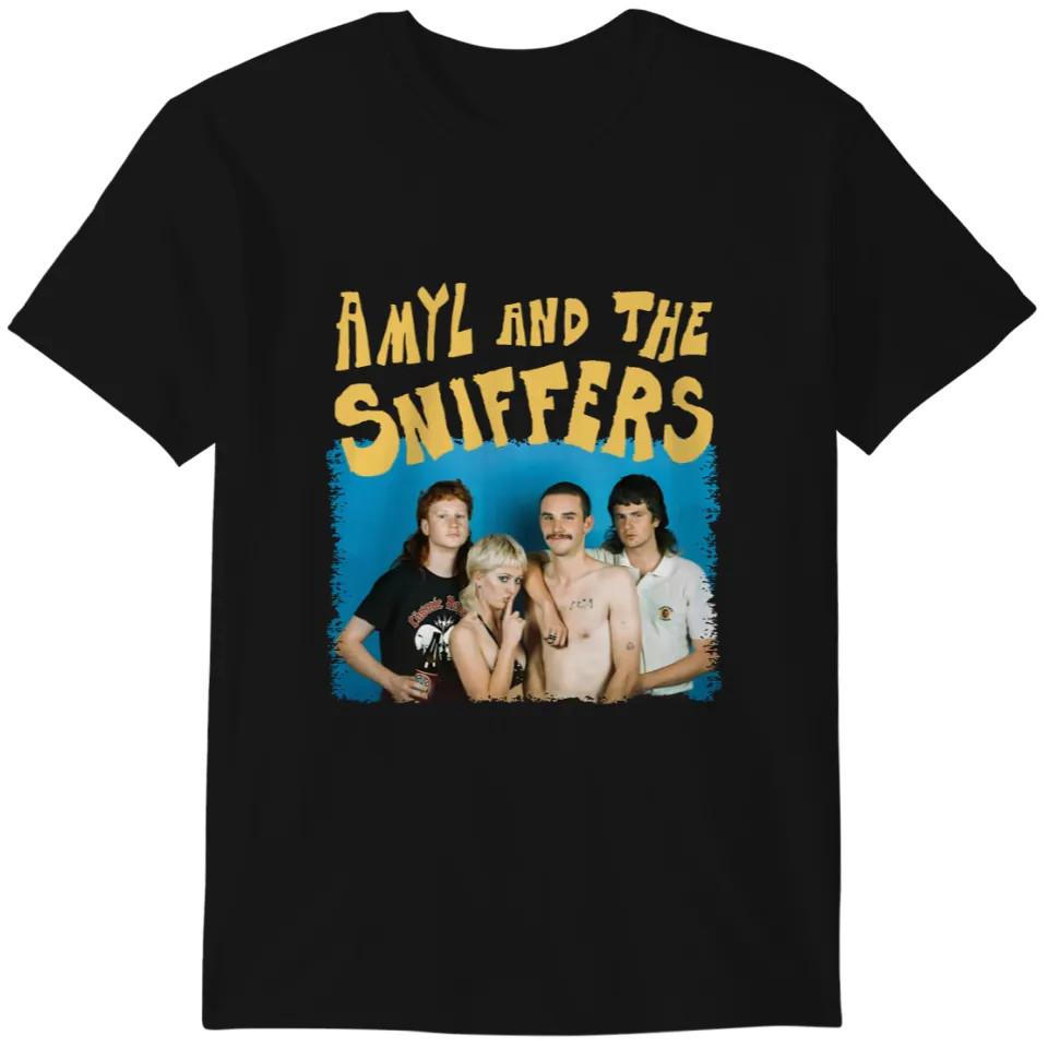 New Amyl And The Sniffers Band Members Heavy Cotton Black T Shirt EN985 S разноцветный