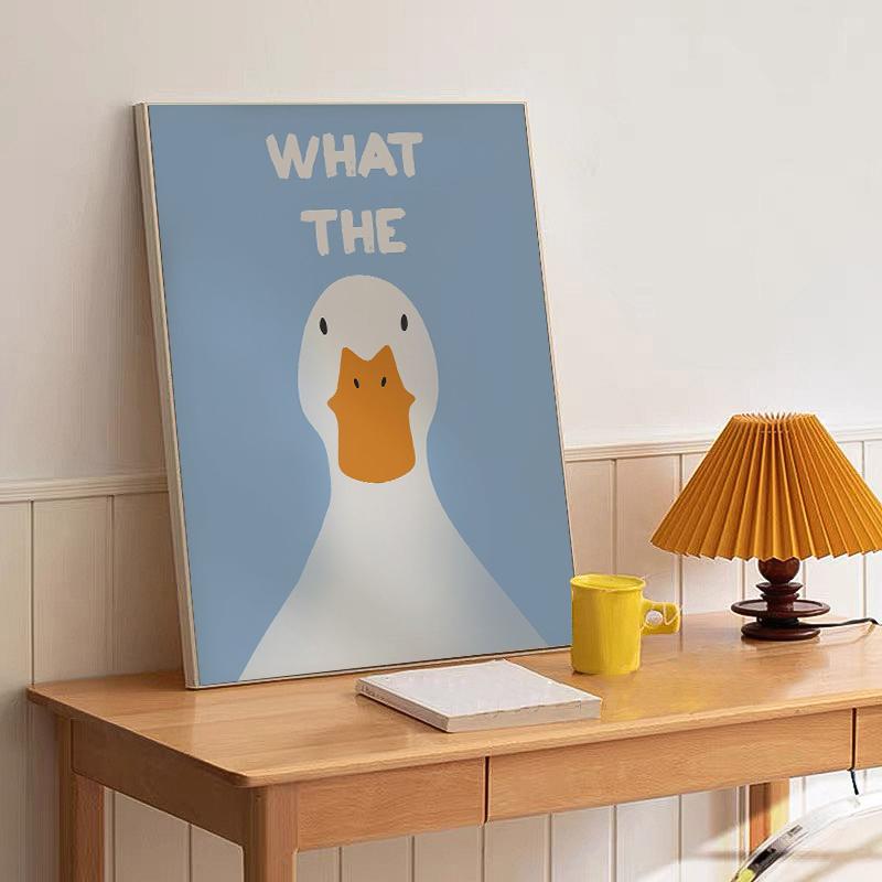 What the Duck Print Art Picture Funny Cute Animal Canvas Posters Modern Wall Painting for Bathroom Bedroom Dorm Decor
