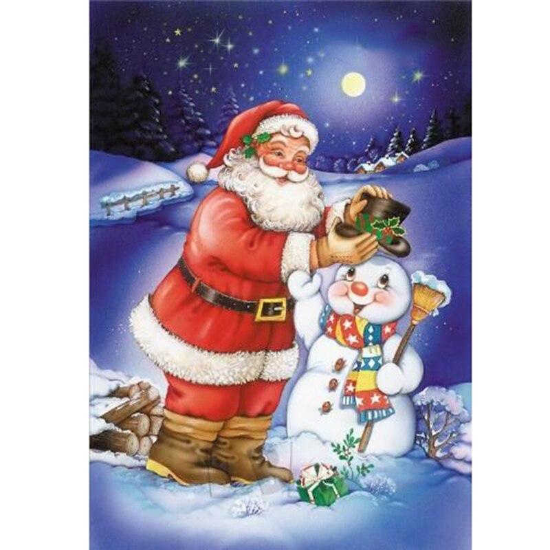 DIY Snowman 5D Diamond Painting Full Round Resin Mosaic Cartoon Diamond Embroidery Winter Snow Scenery Wall Art Home Decor