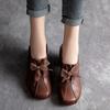 Echte Leder Damen Loafer Klobiger Absatz Schnürung Niedriger Schaft Oxford Schuhe Bequeme Lässige Pumps