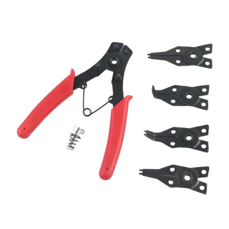 4 in 1 Multifunctional Snap Rings Pliers Crimp Tool Internal External Rings Remover Retaining Circlip Pliers Ergonomic