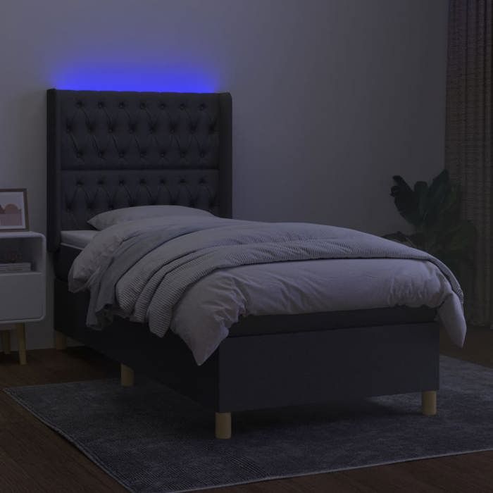VidaXL Sommier à Lattes de Lit avec Matelas et LED, Lit Rembourré, Lit Simple, Lit Adulte de Chambre à Coucher Intérieur, 3139070