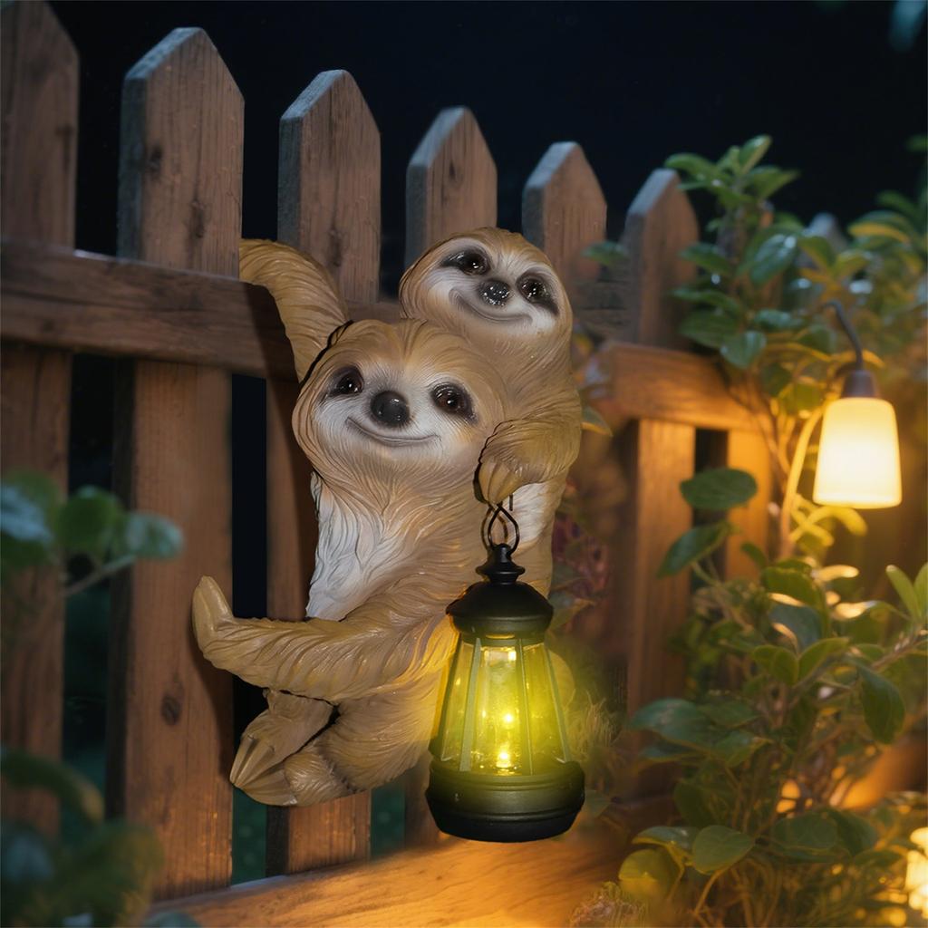 Garden Courtyard Fence Wall Sloth Solar Wall Mount