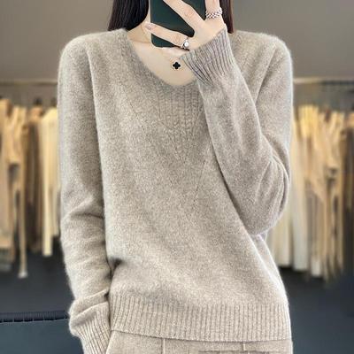 Damen Kaschmirpullover Qinghe Kaschmir 30% Kaschmir 70% Wolle Damen Herbst und Winter Kaschmirpullover Weich und Warm