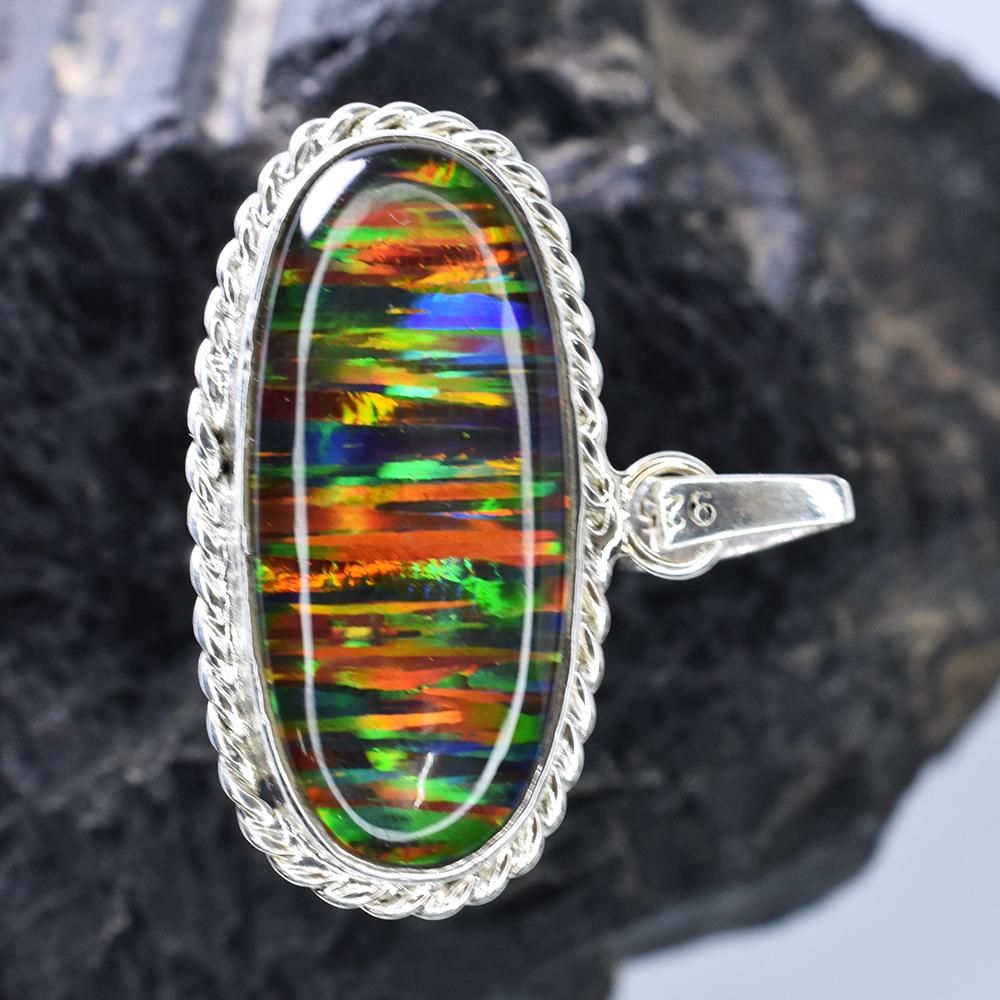 Extremely Rare 30 Ct Natural   Oval Opal 925 Sterling Silver Pendant
