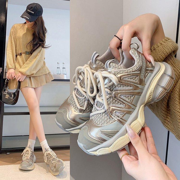 Big Head Platform Dad Shoes Women 2025 Summer New Mesh Breathable Kapibara Lightweight Running Sneakers