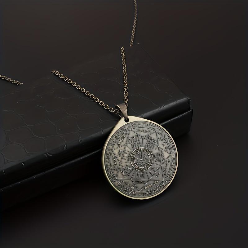 1pc Seven Archangels Kabbalah Amulet Pendant Necklace - Fashion Jewelry, Alloy золотистый