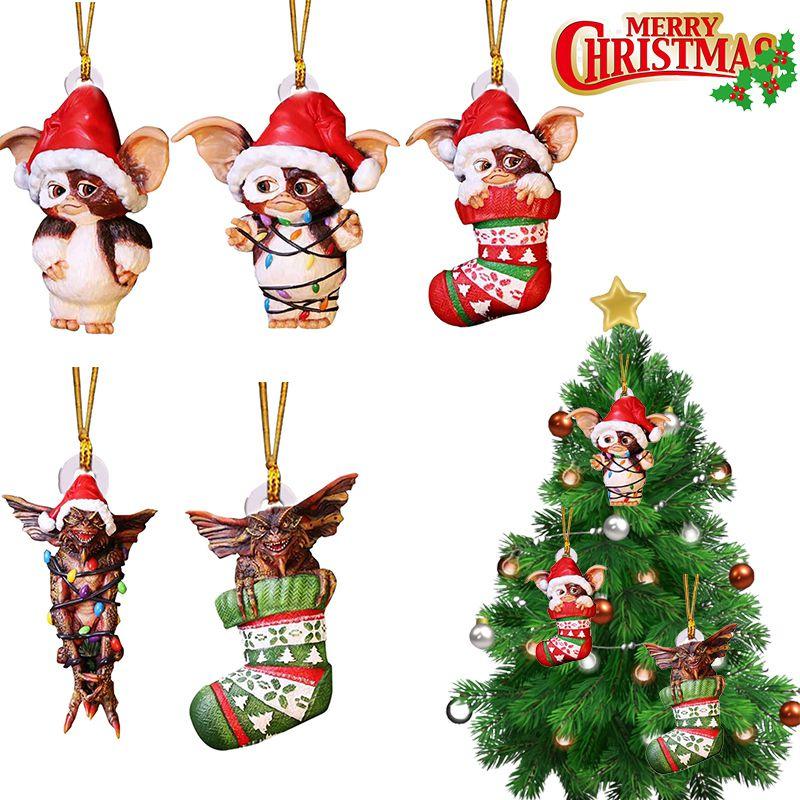 Merry Christmas Gremlins Gizmo Acrylic Santa Hat Pendant Xmas Tree Decor