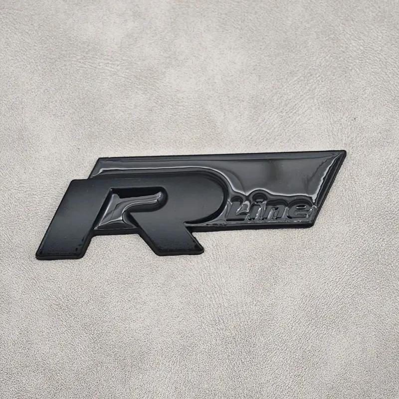 lmn1 ·3D Metal R Line R Logo Front Grill Emblem Car Rear Trunk Sticker For Volkswagen VW R Line Golf 4 5 6 7 Touran Polo Accessories