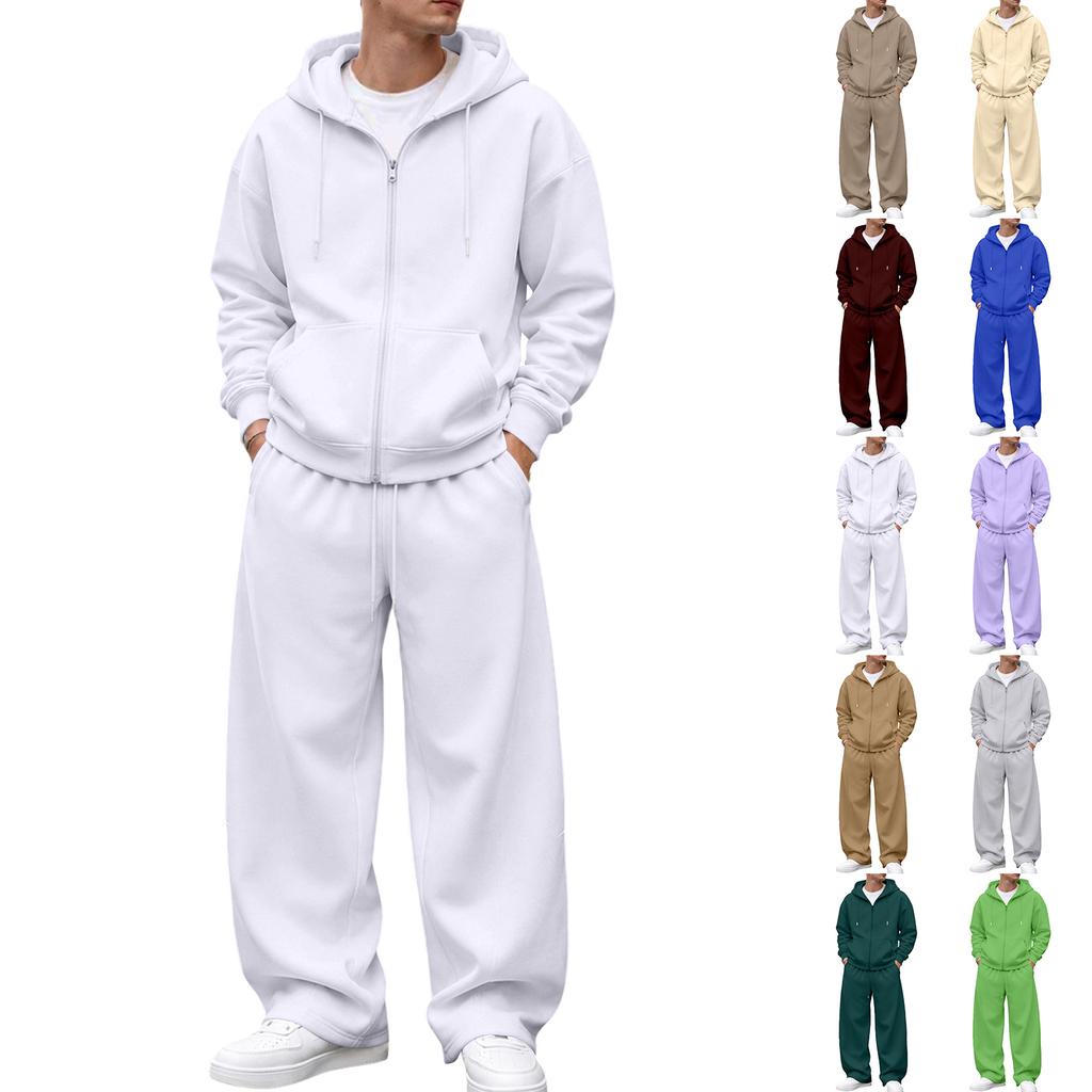 Zip-Up Hoodie and Sweatpants Set for Winter Casual Wear